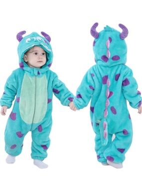 Sulley Monster Onesie Costume - Teal with Purple Spots 0-5 months